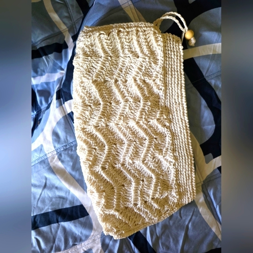 Cream Woven Clutch Bag